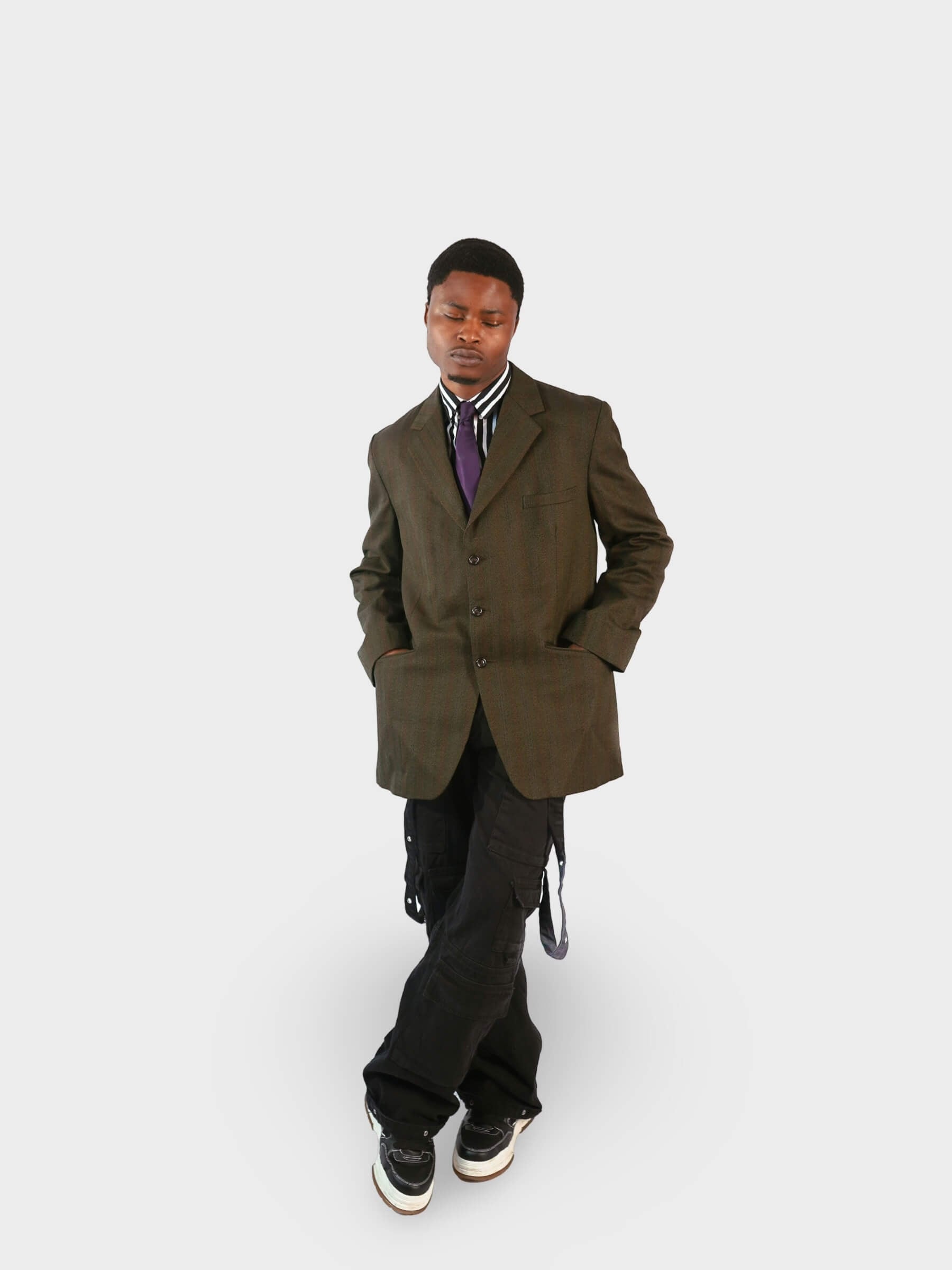 Wool coat with detachable collar